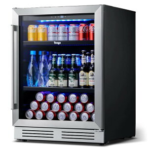 ① 180 rgC A_[JE^[ 60cm 130L KXhA XeX Yeego 24 Inch Beverage Refrigerators 180 can Beer Fridge Beverage Cooler with Reversible Double-Layer Tempered Glass Doorysz