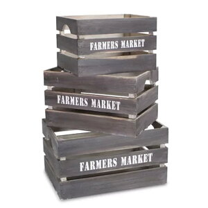 ؔ 3TCYZbg Ebh P[X N[g uE AeB[N re[W Cheungs 3 Piece Wood Crate Set FP-3508-3FM / FP-3508-3A