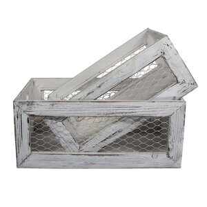 ؔ 2TCYZbg Ebh P[X N[g zCg C[bV AeB[N re[W Gracie Oaks 2 Piece Solid Wood Crate Set W000750058