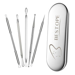 ɂ PALbg p ь  XeX XLPA  BESTOPE Blackhead Remover Pimple Comedone Extractor Tool Best Acne Removal Kit - Treatment for Blemish, Whitehead Popping, Zit Removing for Risk Free Nose Face Skin with 