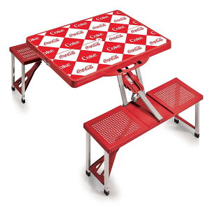 RJR[ ܂肽ݎ sNjbNe[u 4lp |[^u ^ x` AEghA Lv tFX PICNIC TIME Coca-Cola Portable Picnic Table with Seating for 4, Checkered Print