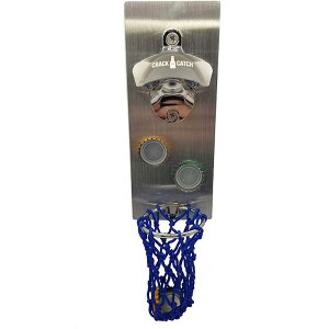 𔲂 {gI[vi[ }Olbg LbvLb`[t ①ɗp XeX CracknCatch Magnetic Bottle Opener for Refrigerator with Hoop and Magnet Cap Catcher - Stainless Steel