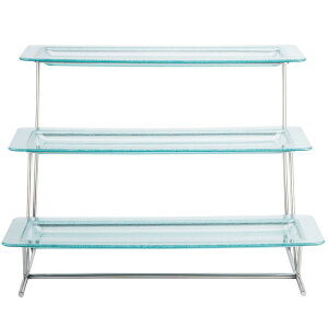 �f�B�X�v���C�X�^���h �p�^ 3�i ��55cm �v���X�`�b�N�v���[�g �T�[�r���O�g���C �J�t�F ���X�g���� �o�C�L���O �r���b�t�F GET MTS034/HI2260JA-SET 3-Tier Cascading Display Stand Set with 21 1/2 x 8 1/4 Jade Trays 3