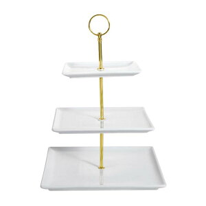�f�B�X�v���C�X�^���h �p�^ 3�i ��25cm ���� �T�[�r���O�g���C �J�t�F ���X�g���� �o�C�L���O �r���b�t�F CAC PTE-SQ3 Bright White Catering Collection Square 3-Tier Porcelain Tray Display Stand 303PTESQ3