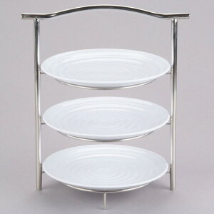 fBXvCX^h ی^ 3i XeX zCg ~v[gt CU[ JtF Xg oCLO rbtF GET MTS031/ML82W-SET 3-Tier Display Stand Set with 10 1/4" White Round Ribbed Melamin