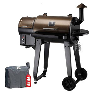 ybgp O dCX[J[ @ x o[xL[ [Xg xCN Z Grills ZPG-450A Wood Pellet Grill & Smoker, 6 in 1 BBQ Grill Auto Temperature Control, 450 sq inch Cooking Area, Bronze & Black Cover Include