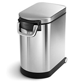 新鮮長持ち ペットフード 保存容器 25L ステンレス キャリー スクープ付 BPAフリーバスケット ストレージ ドッグフード キャットフード シンプルヒューマン simplehuman Pet Food Storage Can, Brushed Stainless Steel