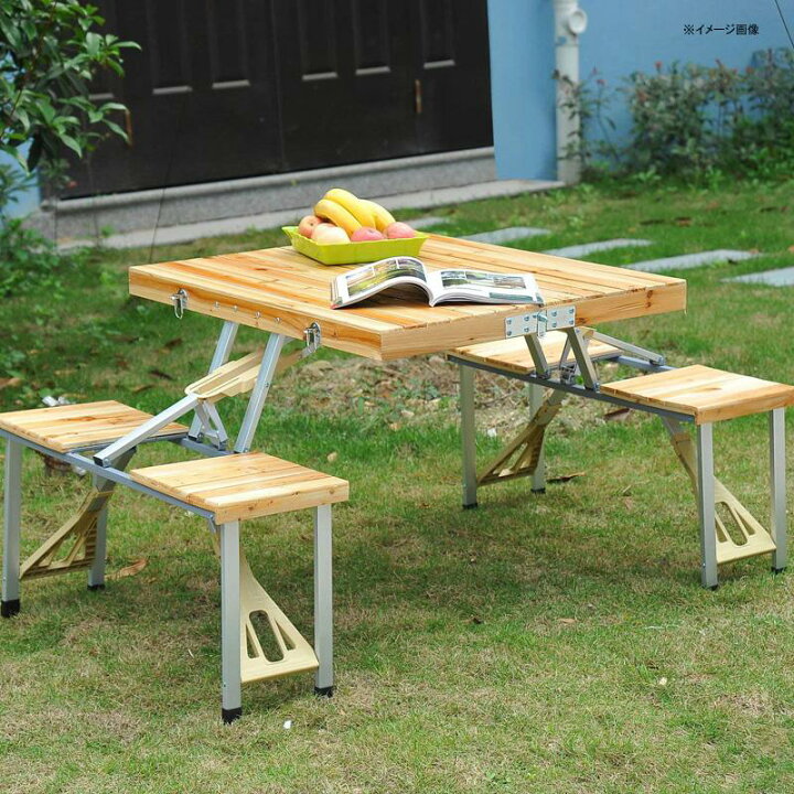 楽天市場】木製 折りたたみ ピクニックテーブルセット 4人用 傘穴付  