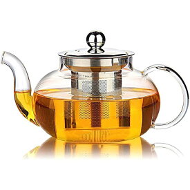 ガラス ティーポット 直火OK やかん ケトル 紅茶 800ml Hiware Good Glass Teapot with Stainless Steel Infuser & Lid, Borosilicate Glass Tea Kettle Stovetop Safe, Blooming & Loose Leaf Teapots, 27 Ounce