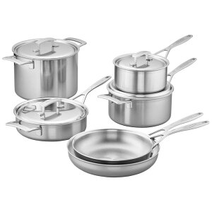 tCp  t^ 10_Zbg 5w XeX fCG C_Xg[ xM[ DEMEYERE INDUSTRY 5-PLY 10-PC STAINLESS STEEL COOKWARE SET 48001 ysz