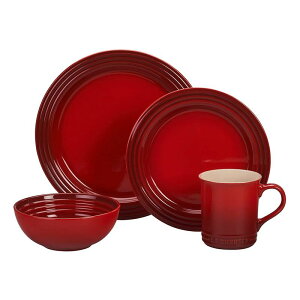 EN[[ fBi[EFA H 16_Zbg N[ N[[ Le Creuset PGWSV16-0367 Stoneware Dinnerware Set, 16 Piece, Cerise (Cherry Red)