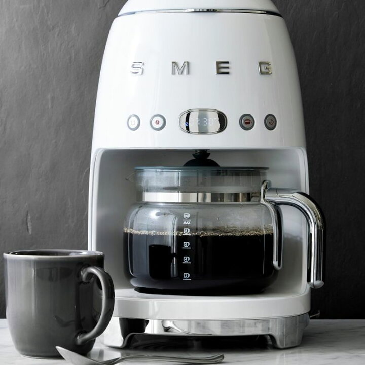 Quiet ChallengeSmeg DCF02US 50年代 レトロスタイル クリーム ドリップフィルター コーヒーメーカー Smeg