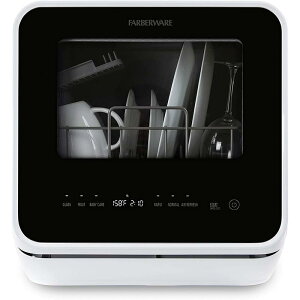 ^N H@ H Hsv Farberware FDW05ASBWHA Complete Portable Countertop Dishwasher with 5-Liter Built-in Water Tank, 5 Programs, Baby Care, Glass & Fruit Wash-White Ɠd