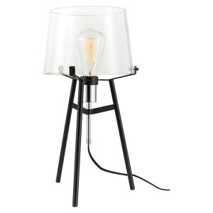 e[uv 51cm ANZgCg KXVF[h dʔ Globe Electric 67024 Lancaster 20" Table Lamp, Black Finish, Exposed Chrome Socket, Clear Glass Shade, In-Line Rocker Switch Ɠd