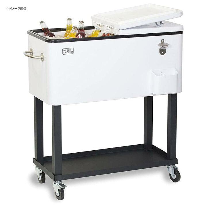 楽天市場】カート型 クーラーボックス 76L ホワイト 栓抜き付 ブラック 