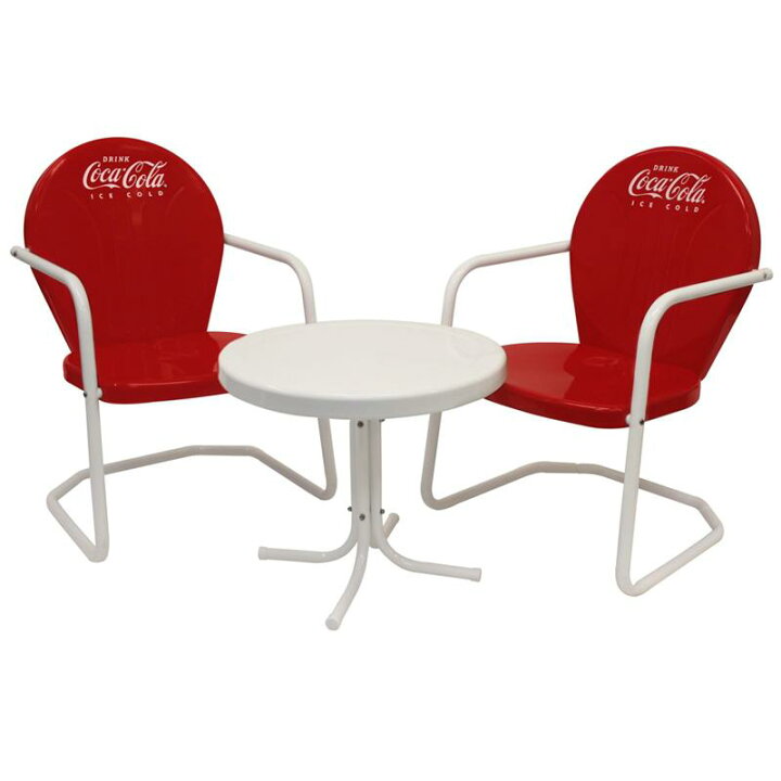 楽天市場】コカコーラ メタル テーブル チェア セット レッド レトロ  