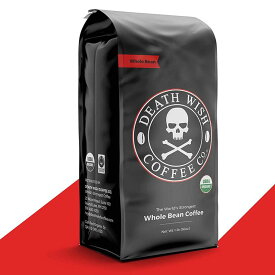 高カフェイン オーガニック ストロングコーヒー 豆 454g ダークロースト デスウィッシュ Death Wish Organic USDA Certified Whole Bean Coffee, 16 oz