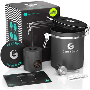 R[q[p LjX^[ R[q[Q[^[ 473ml  e CO2 Nxou XeXRei BPAt[ Coffee Gator Stainless Steel Container - Fresher Beans and Grounds for Longer - Canister with co2 Valve, Scoop and 