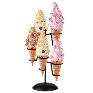 ACXN[ R[z_[ X^h bN fBXvC ubN  Black Iron Ice Cream Cone Holder Stand With Base to Display Snow Cones Sushi Hand Rolls Popcorn Candy French Fries Sweets Savory