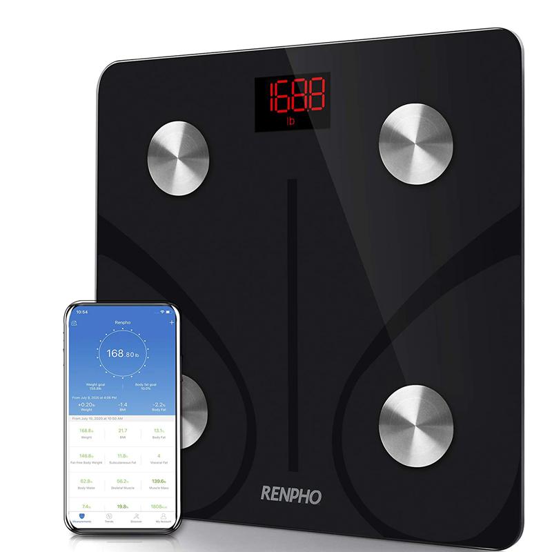 体重計 Bluetooth スマホ同期 体組成計 BMI 最大180kg デジタル バススケール RENPHO Body Fat Scale Smart BMI Scale Digital Bathroom Wireless Weight Scale, Body Composition Analyzer with Smartphone App sync with Bluetooth, 396 lbs - Black
