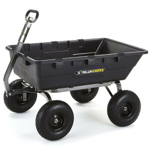 K[fS 680kg܂ |GXe  ϋv ubN  SJ[g Gorilla Carts GOR10-COM Extra Heavy-Duty Poly Dump Cart with 2-in-1 Convertible Handle, 1500-pound Capacity, Blackysz