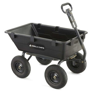 K[fS 540kg܂ |GXe ϋv ubN  SJ[g Gorilla Carts Heavy-Duty Poly Yard Dump Cart | 2-In-1 Convertible Handle, 1200 lbs capacity | GOR6PS model