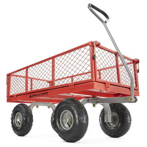 K[fS 360kg܂ X`[ bV TChO bh  SJ[g Gorilla Carts GOR800-COM Steel Utility Cart with Removable Sides, 800-lbs. Capacity, Red