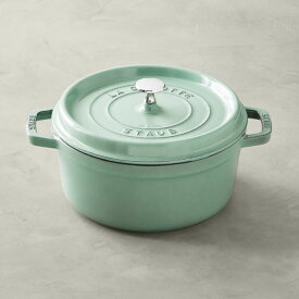 ストウブ鍋 ココット ラウンド 25cm 両手鍋 ホーロー鍋 緑 グリーン 日本未発売 Staub Enameled Cast Iron Round Dutch Oven Sage