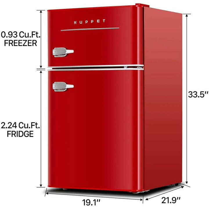 楽天市場】冷蔵庫 冷凍庫付 2ドア コンパクト 90L レトロ KUPPET Retro 