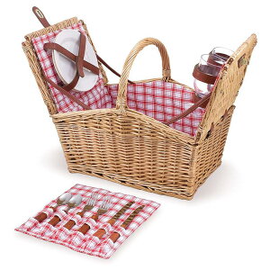 sNjbNoXPbg 2lp M COX RNt Picnic Time Piccadilly Willow Picnic Basket for Two People, with Plates, Wine Glasses, Cutlery, and Corkscrew