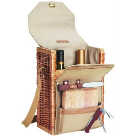 ワインボトルバスケット 2本用 チーズ まな板 ナイフ コルク抜付 ピクニックタイム Picnic Time Corsica Insulated Wine Basket with Wine and Cheese Accessories