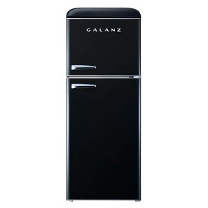 ① Ⓚ 130L 2hA g 4.6 cu. ft. Retro Mini Fridge with Dual Door True Freezer in Black by Galanz Ɠd