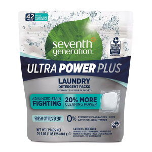 �Z�u���X�W�F�l���[�V���� ����p �L���[�u ��� �E���g���p���[ �v���X 42�� �V�g���X Seventh Generation Ultra Power Plus Fresh Citrus Laundry Packs - 42ct