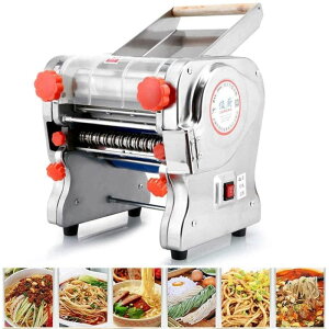 �d���p�X�^���[�J�[ �X�e�����X 2mm/6mm �J�b�^�[�t�� ELEOPTION 110V Stainless Steel Electric Noodle Making Pasta Maker, Commercial Dough Roller Noodle Cutting Machine (Noodle Width 24CM, Knife Length 24CM, Cutter 2mm/6mm) �Ɠd