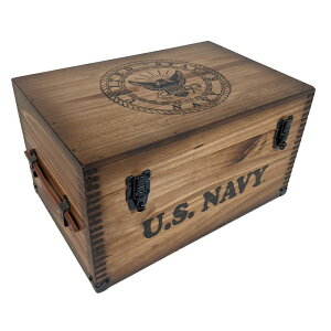 �ؔ� �A�����J�� �l�C�r�[ �A�����J�C�R �t�b�g���b�J�[ �{�b�N�X Relic Wood Navy Keepsake Footlocker