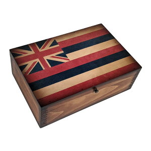 ؔ AJ nCB [{bNX Relic Wood Hawaii State Flag Wooden Memory Box