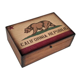 木箱 アメリカ製 カリフォルニア州旗 メモリーボックス Relic Wood California State Flag Wooden Memory Box
