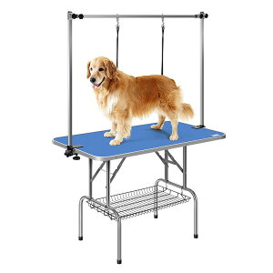 ybg O[~Oe[u [W 傫   g}[ DEStar 45 x 24 Inch Collapsible Pet Grooming Table with Adjustable Height Arm, Noose and Mesh Tray for Large Dogs up to 265 Lbs