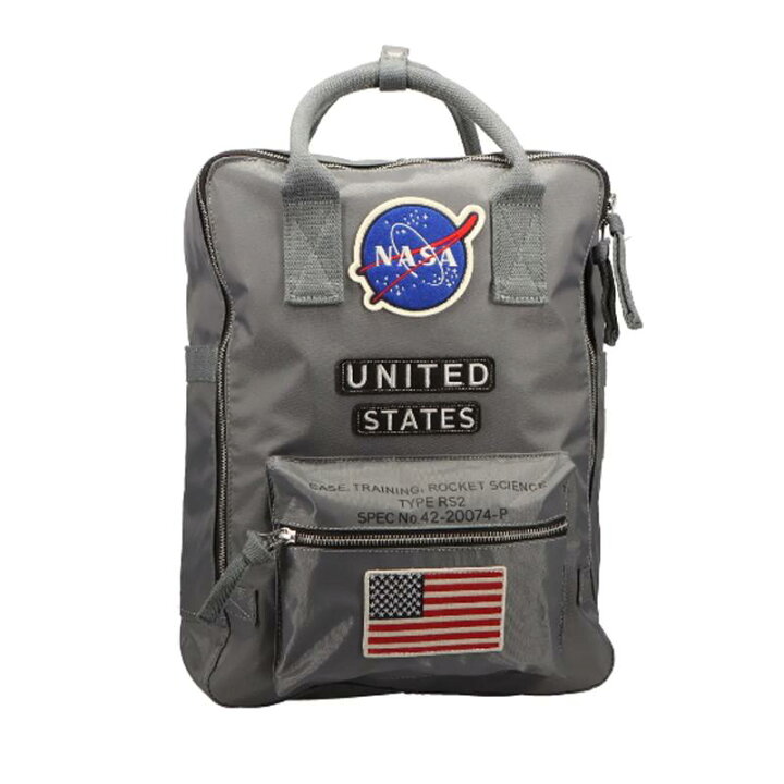 楽天市場】NASA バックパック ロケット リュック バッグ グレー Red 