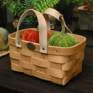 �L���f�B�[ �o�X�P�b�g ���U�[ �v �n���h�� �A�����J�� COUNTERTOP TOTE Peterboro Leather Handled Wooden Caddy Basket
