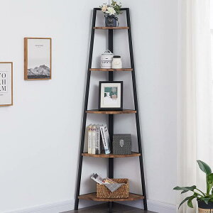 R[i[VFt ؖڒ bN 5i I fBXvC OIAHOMY Corner Shelf 70 Inch Tall Bookcase 5- Tier Industrial Corner Bookshelf Corner Ladder Shelf Small Bookshelf Rustic Plant Stand Rack Freestanding -Rustic Brown