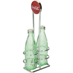 �R�J�R�[�� �K���X �\���g �y�b�p�[ ���b�N�t ���������� ���Ӟ����� TableCraft Coca-Cola Salt and Pepper Shaker Set with Chrome Plated Metal Rack, Coca-Cola Salt and Pepper Shaker Set