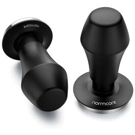 エスプレッソ用 タンパー スプリング式 マットブラック Normcore V4 Coffee Tamper - Spring-loaded Tamper Barista Espresso Tamper Mat with 15lb / 25lb / 30lbs Replacement Springs - Anodized Aluminum Handle and Stand - Flat Base