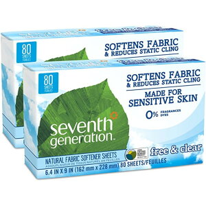 ZuXWFl[V hC[V[g 160 _ @ Seventh Generation - Natural Fabric Softener Sheets - 80 Sheets ( 2 Pack)