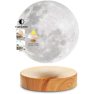 [v   ] Fς Cg a14cm VGAzer Levitating Moon Lamp,Floating and Spinning in Air Freely with 3D Printing LED Moon Lamp Has 3 Colors Modes(YE,WH,Change from WH to YE) Ɠd