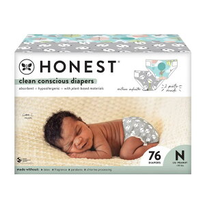 ނ 76 V ւ̏Ή TC The Honest Company Clean Conscious Diapers, Above It All + Pandas, Size NB, 76 Count Club Box