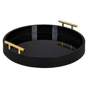 fBXv[ gC  g[ t ی^ Kate and Laurel Lipton Modern Round Tray, 15.5" Diameter, Black and Gold