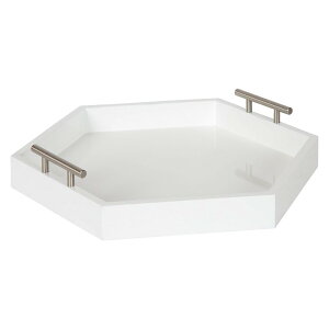�f�B�X�v���[ �g���C ������� �����g���[ ���t �Z�p�` ��Kate and Laurel Lipton Hexagon Decorative Tray White and Silver 18inch