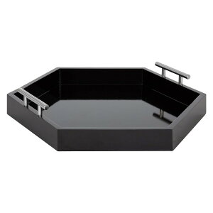 fBXv[ gC  g[ t Zp` Kate and Laurel Lipton Hexagon Decorative Tray Black and Silver 18inch