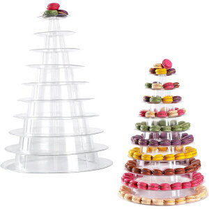 }J^[ fBXvCX^h 10i vX`bN JtF Xg ze p[eB[ HQCHOOSE Macaron Tower Stand 10 Tier 4" - 13" Transparent Plastic Round Macaron Tower Display Stand Cupcake Cake Holder Rack P